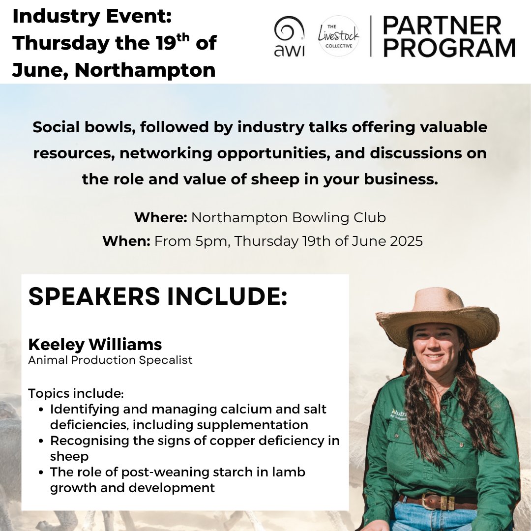 💫 Reminder 💫 🐑
The Livestock Collective team will be in Northampton this week, and we’d love for you to join us at a free industry event, thanks to the AWI/TLC Partner Program. Social bowls, followed by industry talks.

RSVP link: wkf.ms/3C1rZLg