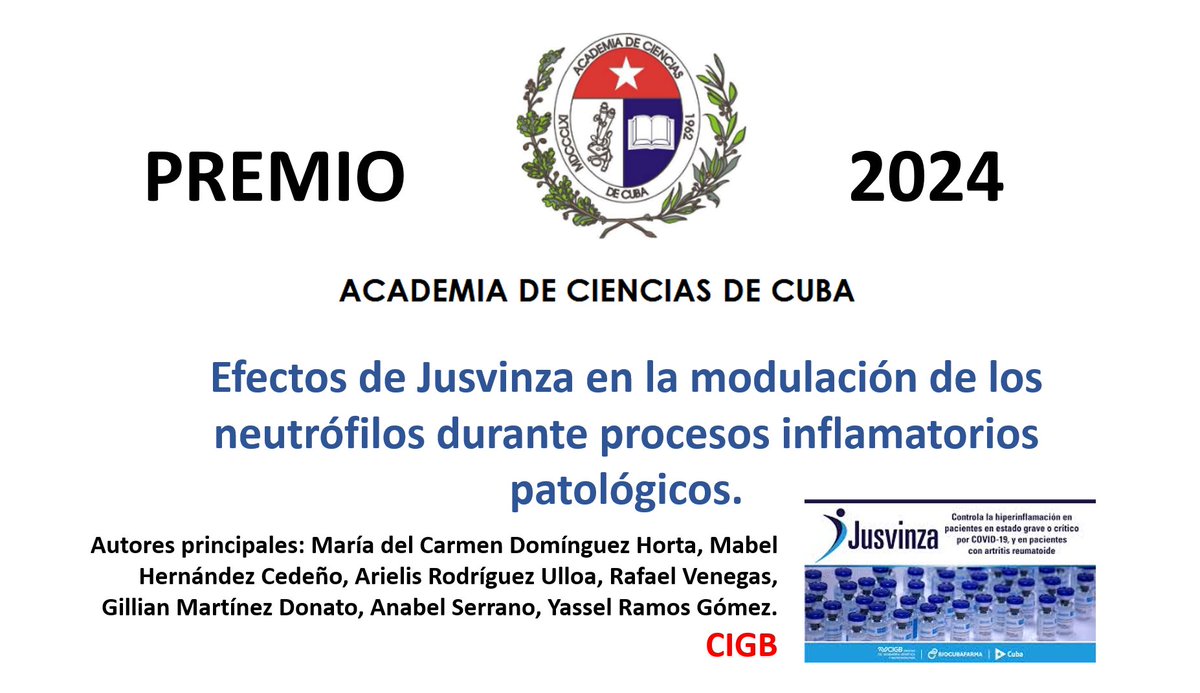PREMIOS DE LA ACADEMIA DE CIENCIAS DE CUBA vinculados a la Inmunoterapia de Enfermedades crónicas
<a href="/MINSAPCuba/">Ministerio de Salud Pública de Cuba</a>
<a href="/SaludSociedades/">CNSCS Oficial</a>