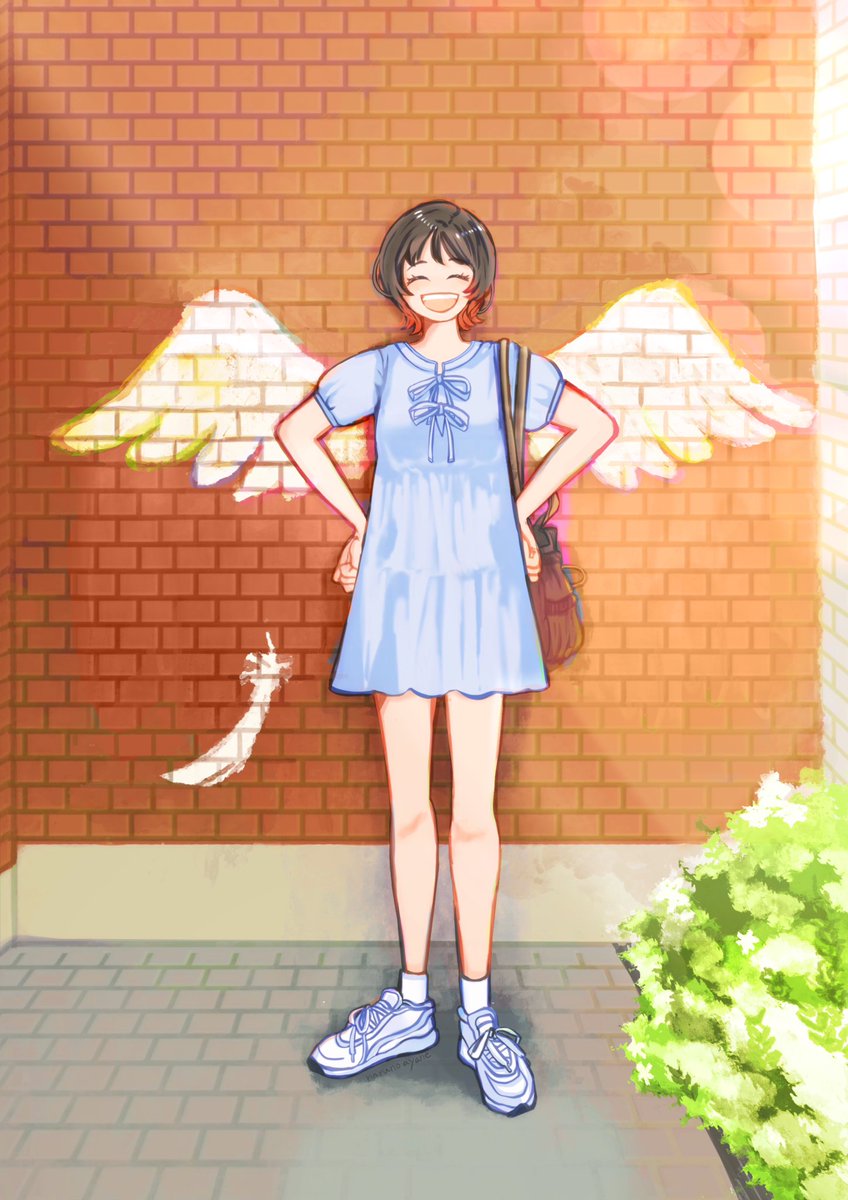 ぼくの天使は　空を飛ばない
スニーカーが似合う　女の子
#イラスト　#illustration