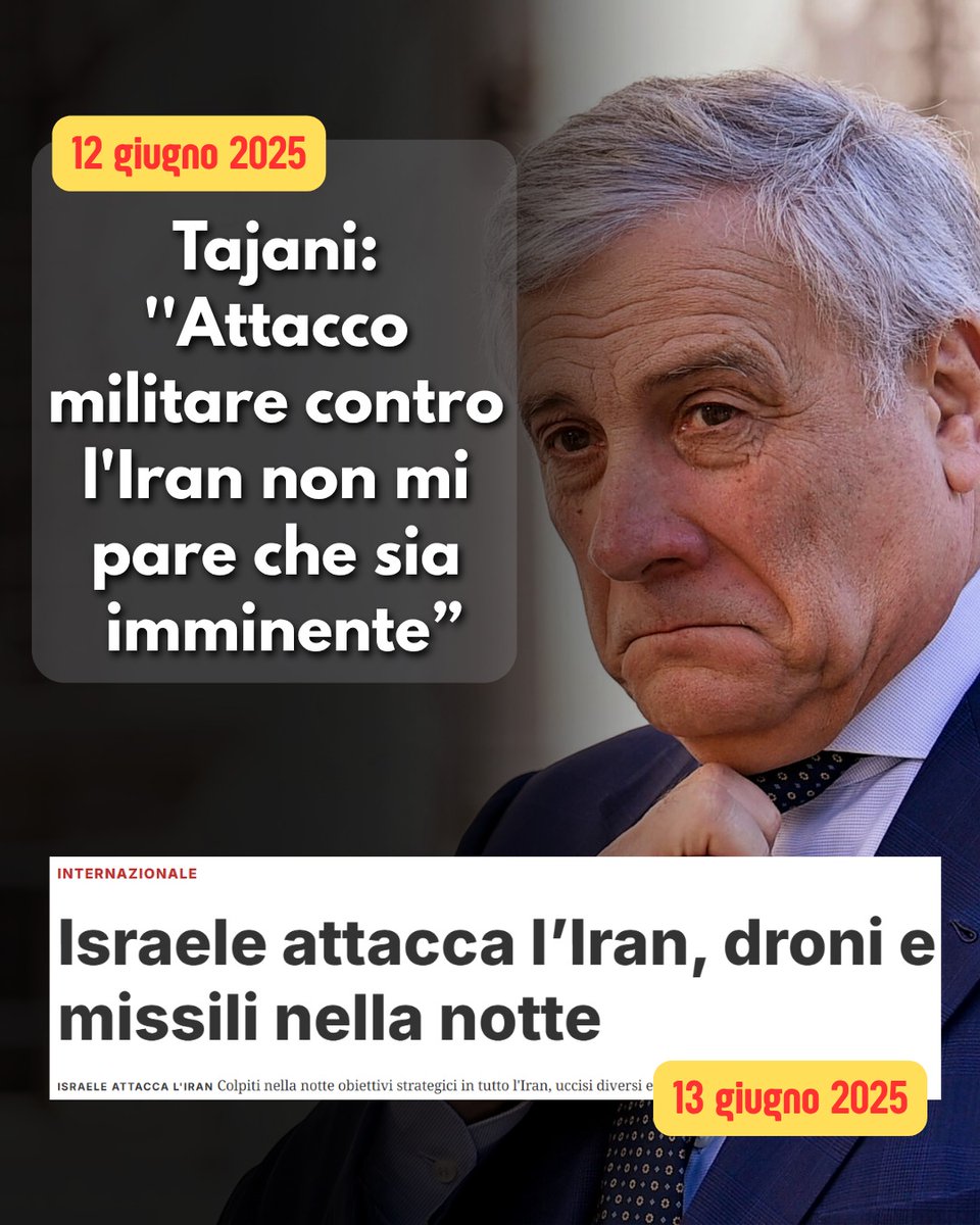 lopcasual's tweet photo. Questa va ne 'le ultime parole famose' della Settimana Enigmistica.

Questi non sono mica professionisti, sono presi dalla strada.

#Tajani #Esteri #Israele #Iran https://t.co/l4zQhls7BQ