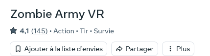 AlofDavid's tweet photo. Moi je veux bien dire que parfois on est un peu dur sur #Steam dans nos notes sur les jeux #VR , mais a un moment donné faudrait arrêter de surcoté les jeux sur le #Metastore aussi 🤣 on s'amuse bien en coop sur Zombie Army Vr mais le jeu c'est clairement pas du 4,1/5 🤣 https://t.co/vJp9IRtJ4C