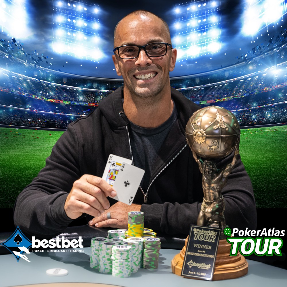 PokerAtlasTour's tweet image. Congratulations to Nick Raio on winning $52,297 and the beautiful @PokerAtlas trophy in our title event here @bestbet_jax in St. Augustine.