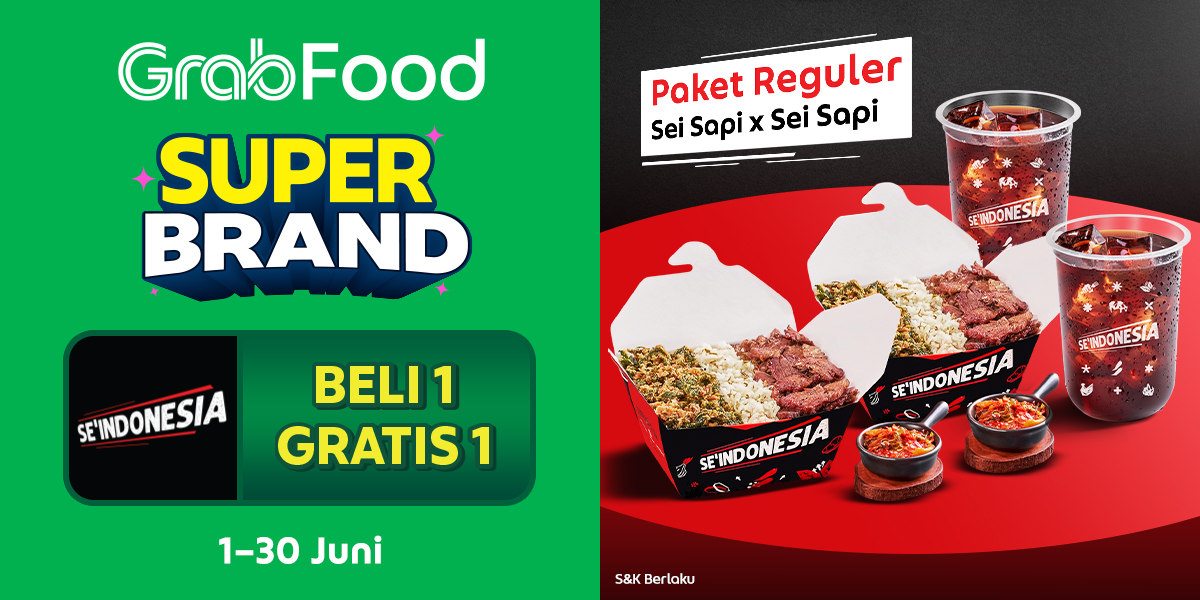 GrabID's tweet photo. Buruan pesen SeIndonesia Paket Reguler Sei Sapi x Sei Sapi mumpung lagi beli 1 gratis 1!! Hanya sampai 30 Juni aja loh!! π
Yuk, #ngeGrabFood SeIndonesia sekarang! https://t.co/xg7jCJDejS β¨
#GrabFoodID https://t.co/YAvL45pwAE