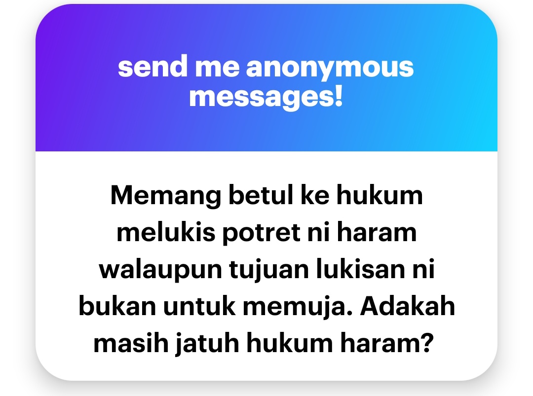 taufiq_tuah's tweet photo. Ya haram

Melukis makhluk bernyawa ialah haram.

"Setiap pelukis akan berada dalam neraka. Akan dijadikan untuknya setiap gambar yang dia lukis satu roh, lalu dia akan diazab dengannya di neraka."
(HR. Muslim no. 2110)

Wallahualam https://t.co/VznhdFTwuP