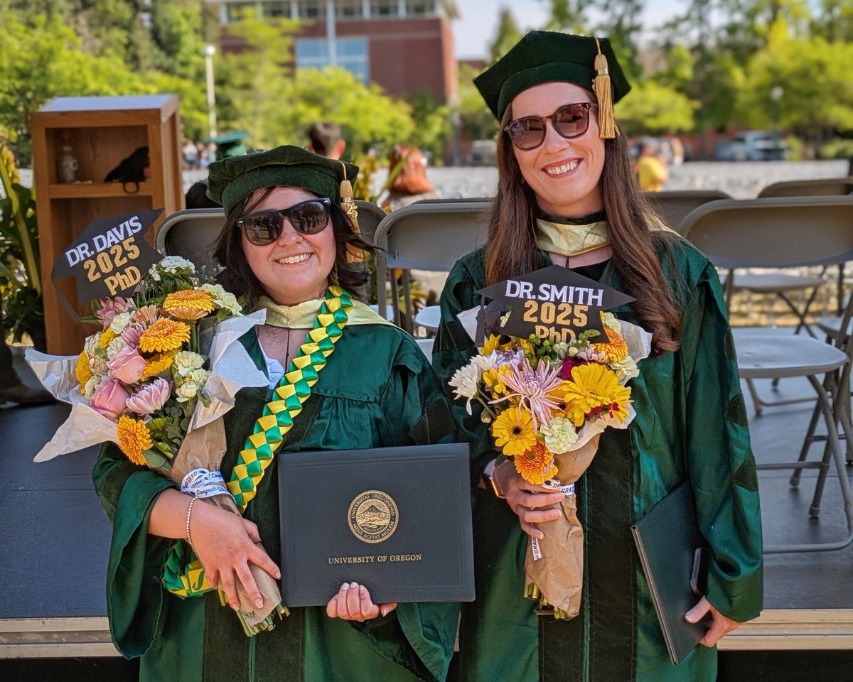 Congrats to all the UO graduates today, including Andy &amp; Haley!  Dr. <a href="/agdavis98/">Andy Davis</a> &amp; Dr. <a href="/hsmith922/">Haley Smith</a>