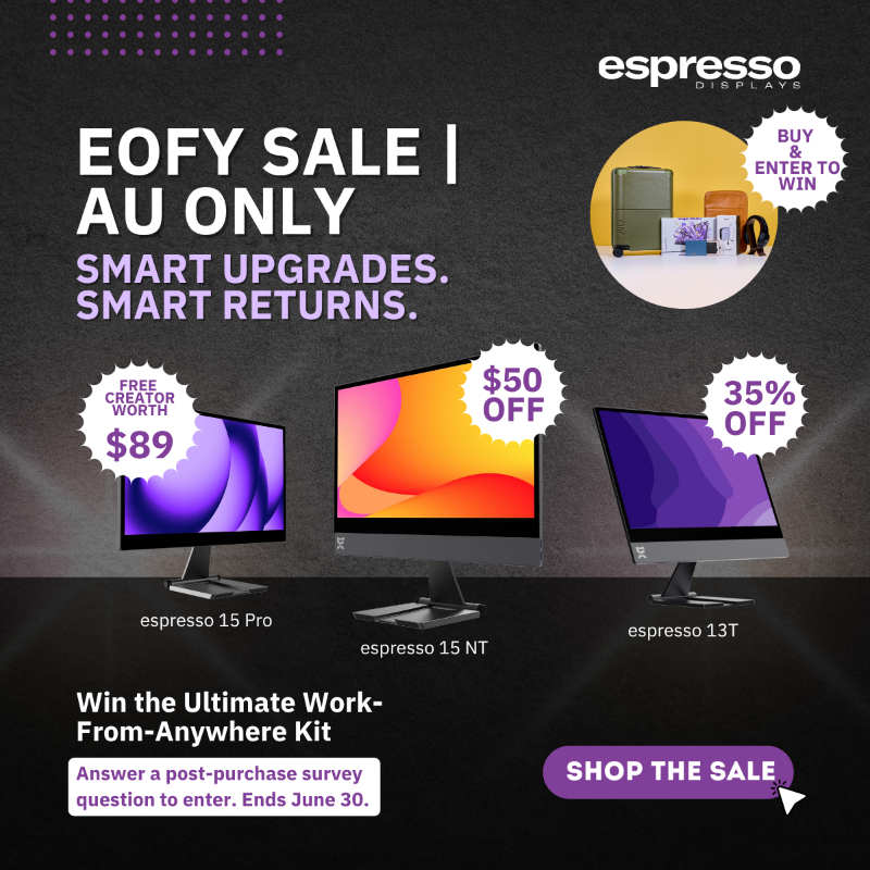 espressodisplay's tweet photo. Upgrade your mobile office setup with our range of portable monitors.