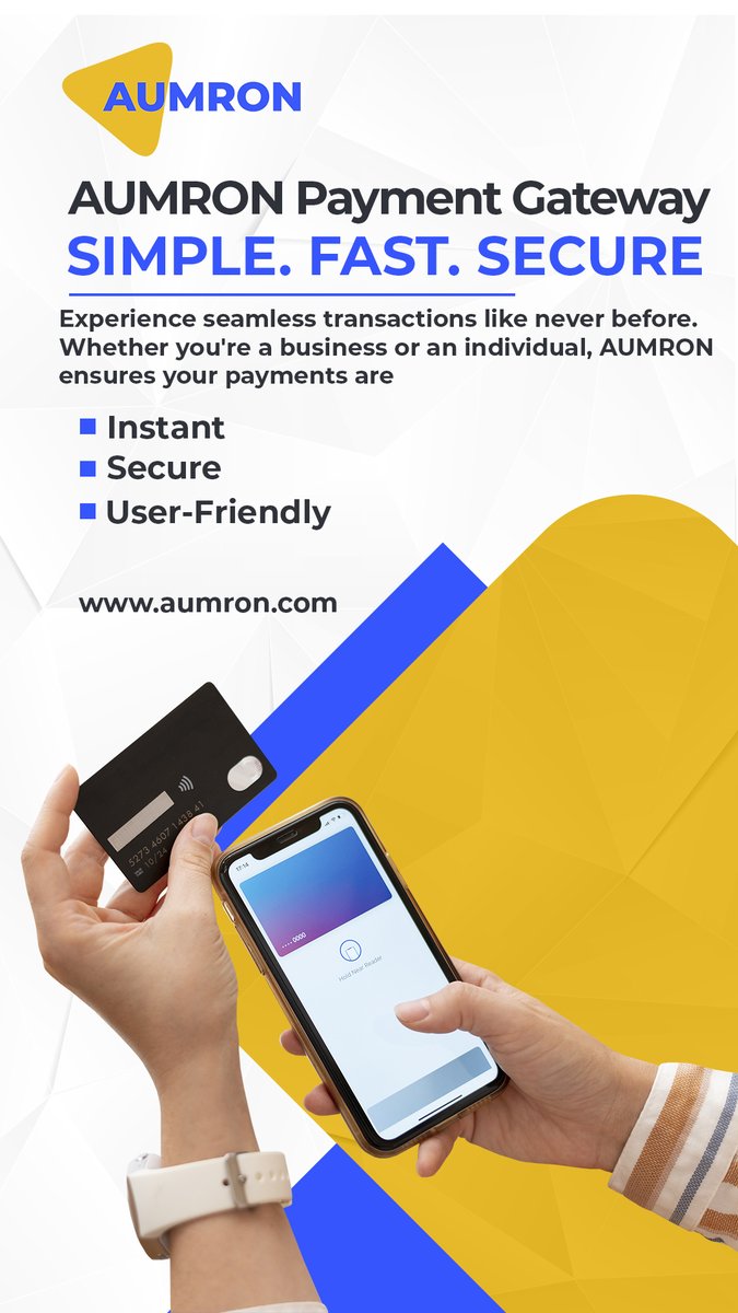 AumronGroup's tweet photo. 🚀 AUMRON Payment Gateway
💳 Simple. Fast. Secure.
Experience seamless transactions like never before. Whether you're a business or an individual, AUMRON ensures your payments are:
#AUMRON #PaymentGateway #Fintech #SecurePayments #DigitalWallet #Blockchain #CryptoPayments https://t.co/ec4NPeWLgb