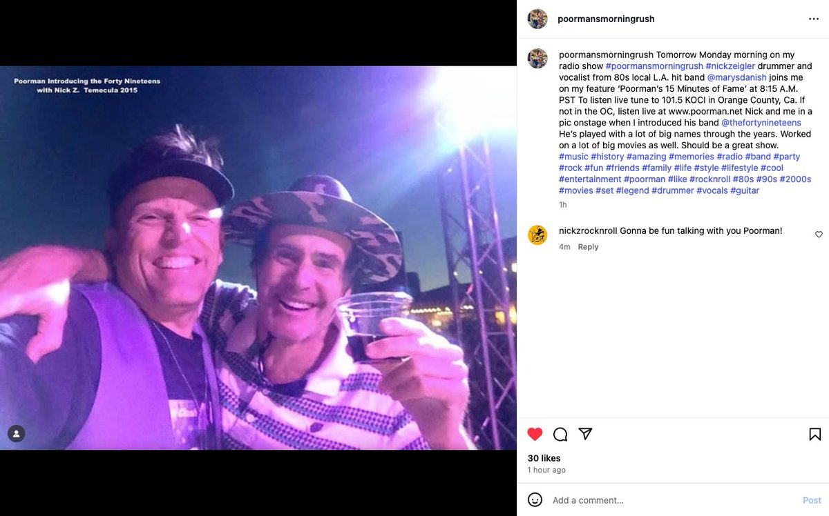 The Forty Nineteens (@fortynineteens) on Twitter photo For all the 80s era <a href="/ROQofthe80s/">KROQ HD2 Roq of the 80ās</a> fans.! Monday 8:15am Poorman and I are gonna have a fun chat ! Tune in kociradio.com/poorman-s-morn⦠For all the 80s era <a href="/ROQofthe80s/">KROQ HD2 Roq of the 80ās</a> fans.! Monday 8:15am Poorman and I are gonna have a fun chat ! Tune in kociradio.com/poorman-s-mornā¦