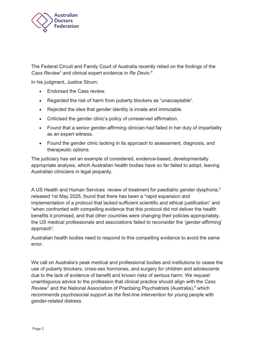 Courage calls to courage everywhere.

👏 Thank you to the 100+ Australian clinicians who signed this open letter to Australian health bodies calling for a halt on youth medical gender interventions, and urgent advice that psychosocial support must be the first-line intervention