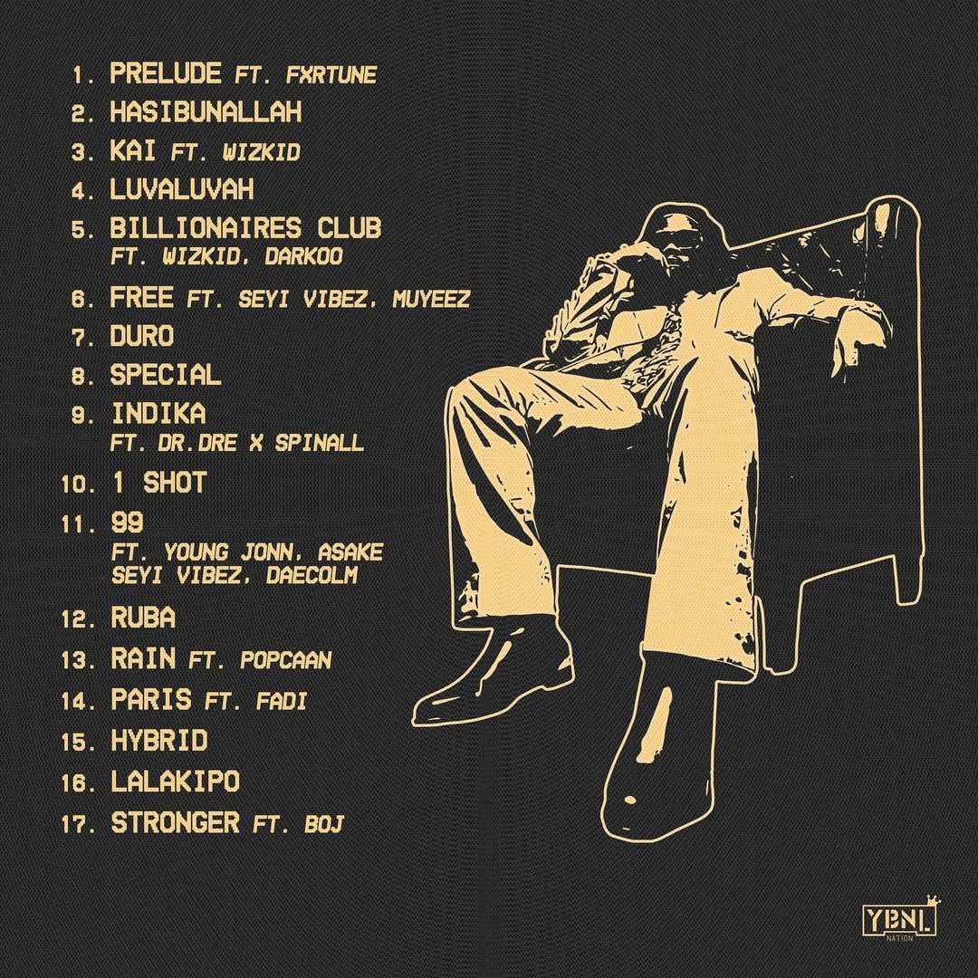 Olamide reveals the official tracklist for his upcoming album, “Olamidé”.🥹🖤
.
17-track project, includes features from Fxrtune, Wizkid (x2), Darkoo, Seyi Vibez (x2), Muyeez, Dr. Dre, Spinall, Young Jonn, Asake, Daecolm, Popcaan, Fadi &amp; BOJ.