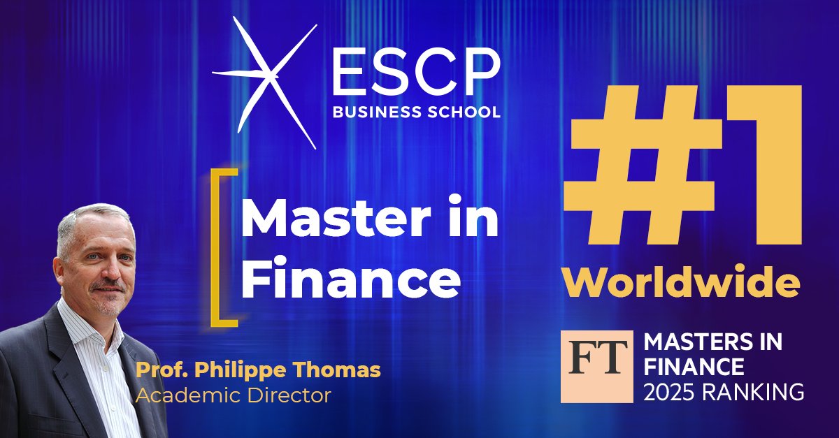 🌎 #ESCP’s Master in #Finance ranked #1 in the world by Financial Times for the third year in a row ⚠
*Congratulations to all the team and especially Philippe Thomas
*It's an honor to be part of this success.
rankings.ft.com/business-educa…