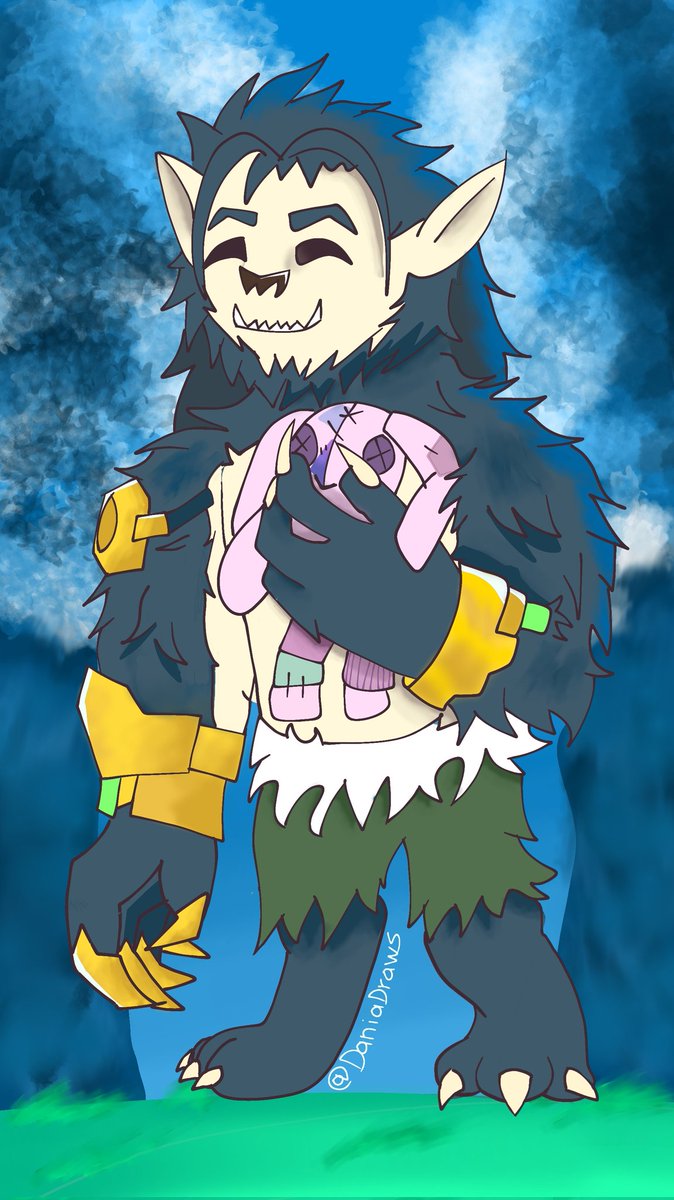 DaniaDraws's tweet image. A cute wolf dad taking care of his daughters' stuffed rabbit. Vander is really a great father. #Arcane #vander #Warwick 🐺💙💚