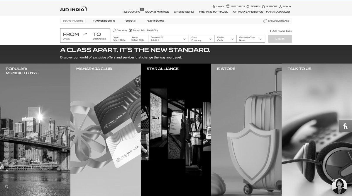 Ever noticed how even color (or the lack of it) can carry emotion? Air India’s full grayscale website is a poignant digital gesture.