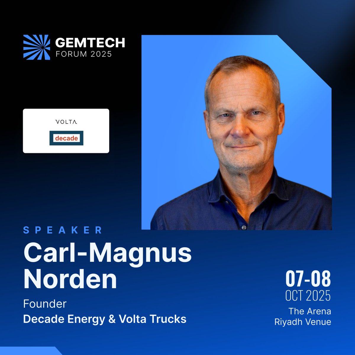We are pleased to announce that Carl-Magnus Norden, Founder of DECADE &amp; Volta Trucks, will join us as a featured speaker at the second annual Global EV &amp; Mobility Technology Forum.

Register today: tinyurl.com/bdhhfdd7

#GEMTECH2025 #MobilityConference #MobilityExpo #Logistics