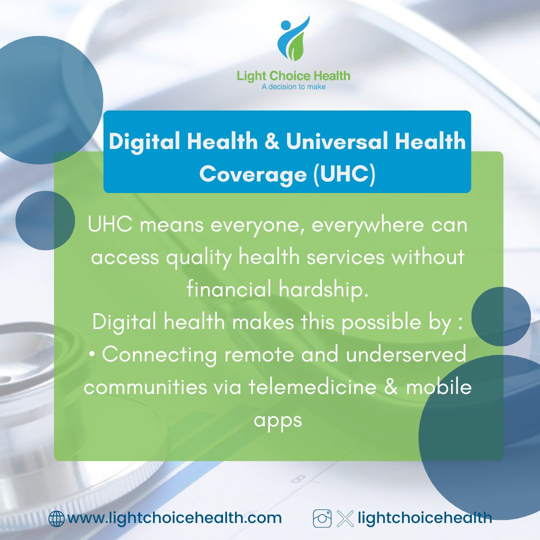 LightChoiceH's tweet photo. Leveraging digital health innovations to accelerate progress toward Universal Health Coverage,ensuring equitable, accessible, and quality care for all. https://t.co/WzLsS2YcBO