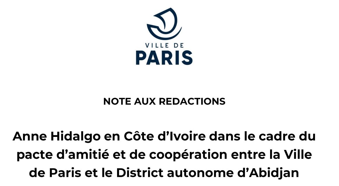 Nouveau déplacement d'#AnneHidalgo aujourd'hui, cette fois-ci en Côte d'Ivoire.