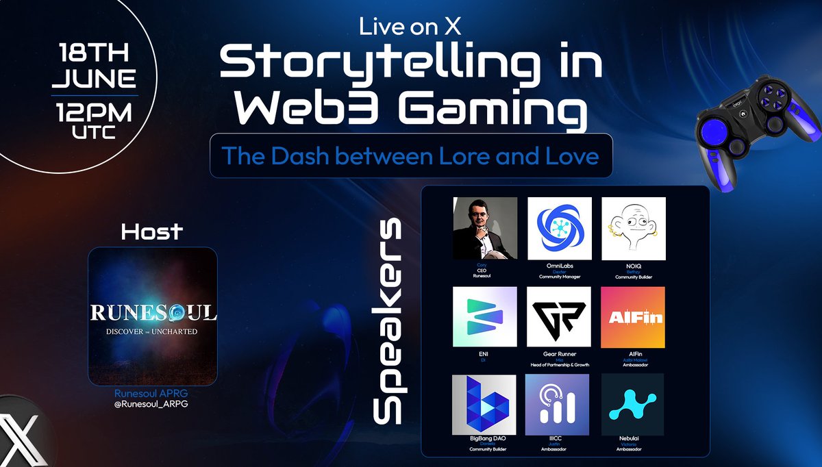 Web3 games are building lore.
But how many make us feel something?

Join us at 12PM UTC on Wednesday, the 18th as we talk about the missing emotional layer in Web3 gaming,
and how real storytelling can turn mechanics into memories.

As always, we have cooked an amazing array of