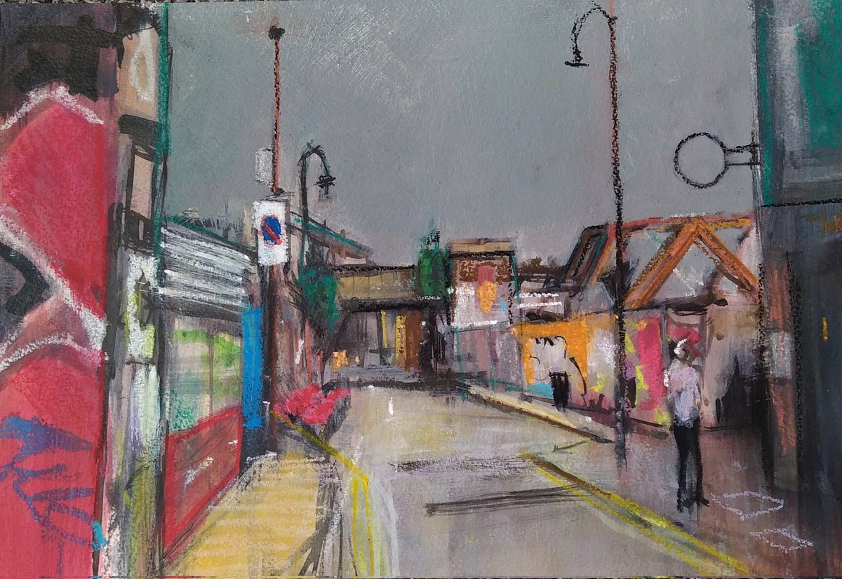 Small study of Brick Lane , Shoreditch, London 
Acrylic and pastel