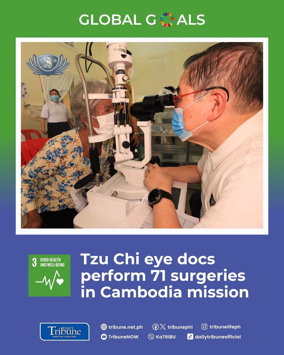 tribunephl's tweet image. Volunteers from the Tzu Chi Eye Center (TCEC) in Manila ended their medical mission in Cambodia with a total 71 blind patients treated for free.

Read more at: tribune.net.ph/2025/06/15/tzu…

#DailyTribune #TCEC