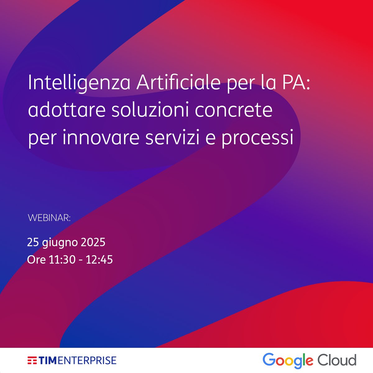 TIM Enterprise (@tim_enterprise) on Twitter photo 📆Come adottare soluzioni di AI concrete nella Pubblica Amministrazione?
📌Ne parliamo il 25 giugno dalle 11:30 nel webinar gratuito realizzato da TIM Enterprise, <a href="/GoogleCloud_IT/">Google Cloud Italia</a>, con la collaborazione di <a href="/PeopChange360/">People&Change360</a>.
Un appuntamento pensato per chi vuole trasformare la 📆Come adottare soluzioni di AI concrete nella Pubblica Amministrazione?
📌Ne parliamo il 25 giugno dalle 11:30 nel webinar gratuito realizzato da TIM Enterprise, <a href="/GoogleCloud_IT/">Google Cloud Italia</a>, con la collaborazione di <a href="/PeopChange360/">People&Change360</a>.
Un appuntamento pensato per chi vuole trasformare la