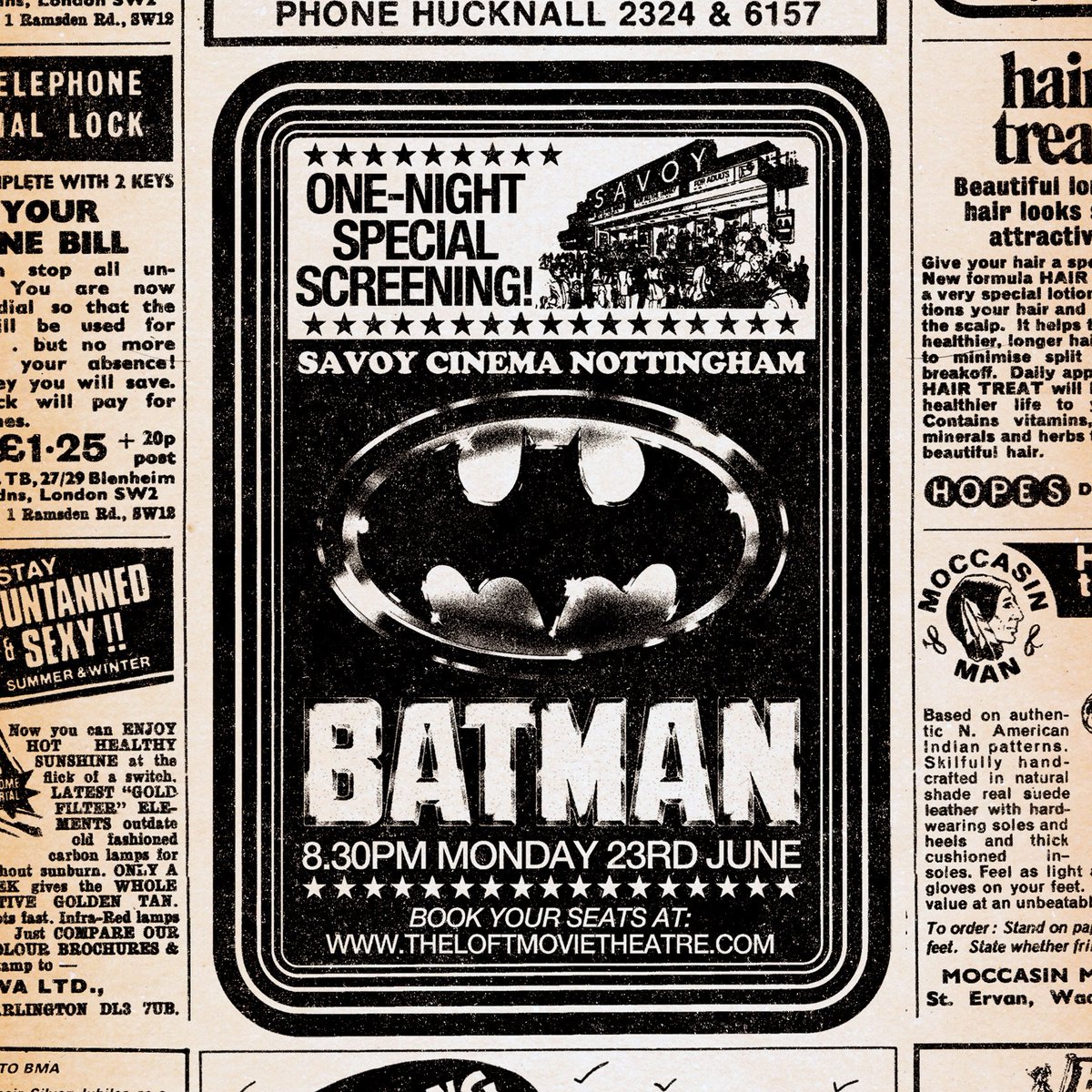A week today: join us for a one-night special screening of Batman — Tim Burton's gothic take on DC Comics' iconic caped vigilante. Showing on Screen 1 at Savoy Nottingham on Monday 23rd June.
savoyonline.co.uk/SavoyNottingha…