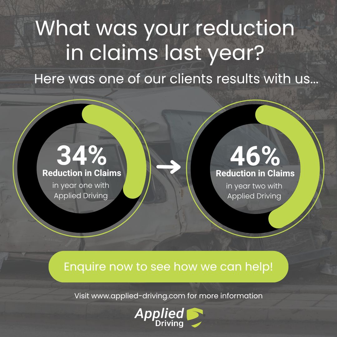 What was your claims reduction last year? 🤔

One of our clients cut theirs by 34% in year one, then 46% in year two with us 🙌

Fewer incidents, lower costs, safer roads 🛡️🚗

👉 See how we can help today! Visit applied-driving.com

#FleetManagement #FleetSafety