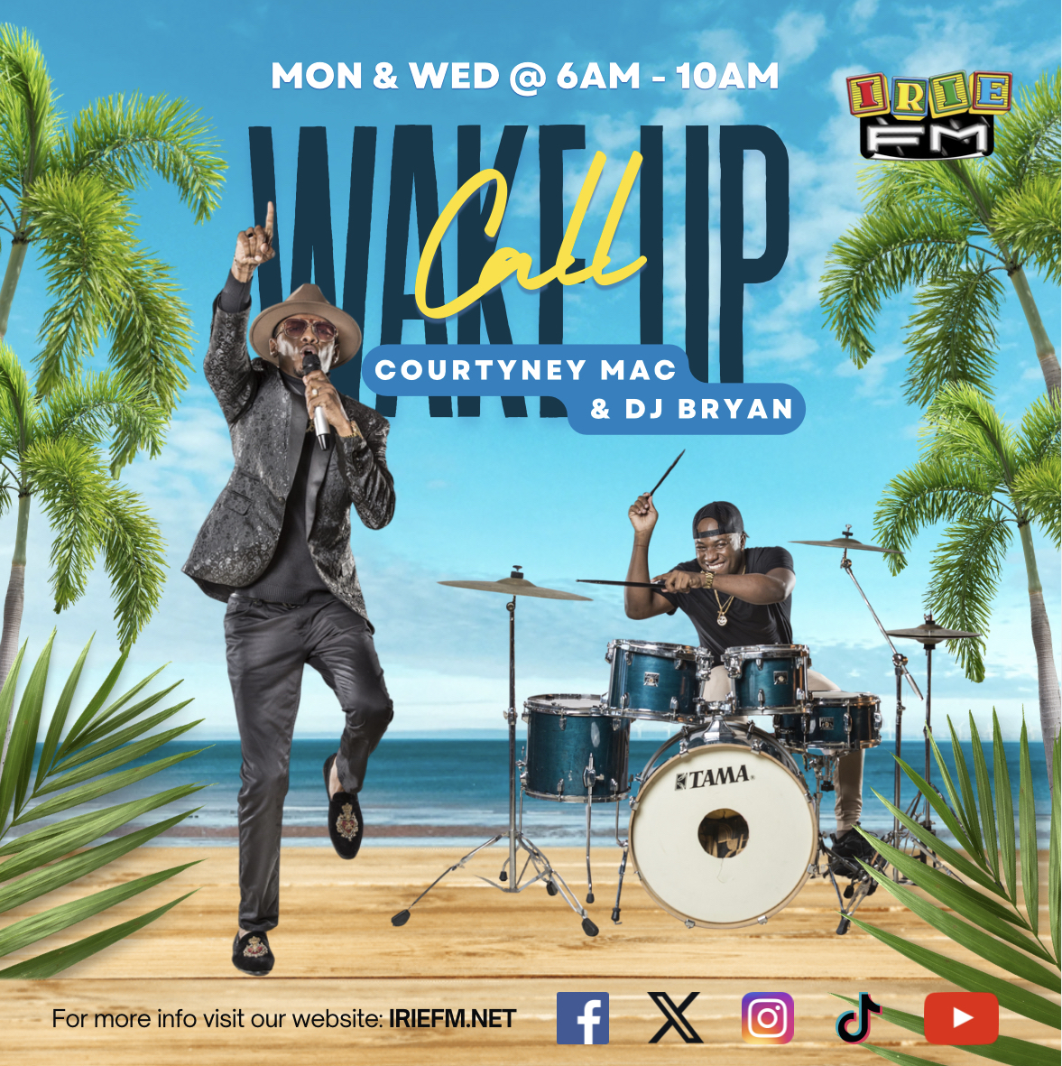 IRIE_FM's tweet photo. Wake up to a vibrant and interactive morning with #Courtneymac and #DJBryan on the Wake Up Call, airing now on the #107’s! Don’t miss out on the fun! Join @courtneyamac and @djbryan_1spacekid for a lively start to your day! #iriefm #jamaica #music https://t.co/M3THMPlvyr