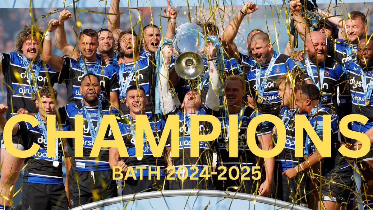 RugbyRecitation's tweet photo. Bath Rugby are Champions of England for the first time since 1996! Want to relive the journey?

As is semi-tradition, here’s my big end-of-season montage: ‘CHAMPIONS: Bath Rugby 2024–2025’.

Please share!

https://t.co/wpH5ezOI5j https://t.co/r60jlo5zLg