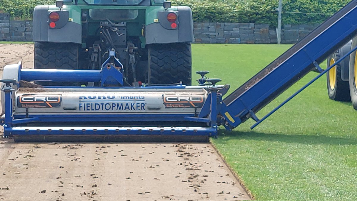 Gazgrass's tweet photo. Work starting on the Arena Pitch @QueensSport Upper Malone #Koro before adding fresh fibre sand mix into the top 100mm of the profile https://t.co/syM1AYd1gL