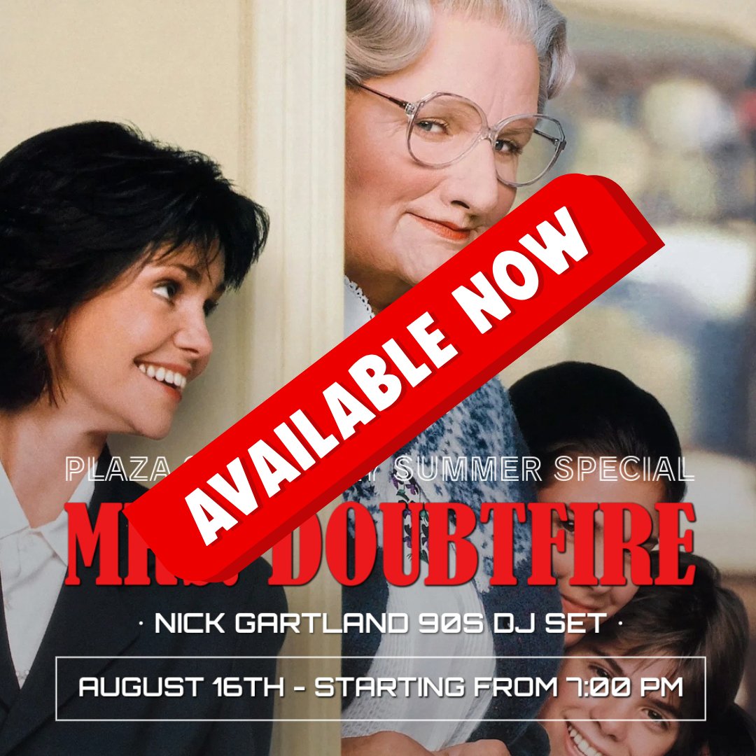 Nick Gartland (@nickgartland) on Twitter photo Tickets are now on sale for Plaza 90s Family Summer Special- Mrs. Doubtfire (12A) on Saturday 16th August.
The first 50 tickets are at an incredible price of just £5 (in person)
See link for info > plazacinema.org.uk/blog/19805/pla…
Online >
tinyurl.com/Plaza90sMDF
<a href="/angiesliverpool/">Angies Liverpool</a> Tickets are now on sale for Plaza 90s Family Summer Special- Mrs. Doubtfire (12A) on Saturday 16th August.
The first 50 tickets are at an incredible price of just £5 (in person)
See link for info > plazacinema.org.uk/blog/19805/pla…
Online >
tinyurl.com/Plaza90sMDF
<a href="/angiesliverpool/">Angies Liverpool</a>