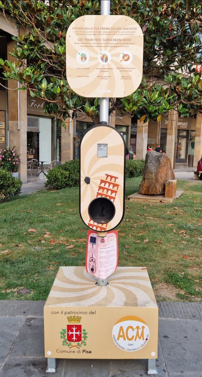 Duncan Jones (@nedclatter) on Twitter photo In Pisa, Italy, they provide free sun screen for anyone who needs it. Simple, cheap, genius.
<a href="/SkinCancerOrg/">The Skin Cancer Foundation 👒</a> #skincancer #skincare In Pisa, Italy, they provide free sun screen for anyone who needs it. Simple, cheap, genius.
<a href="/SkinCancerOrg/">The Skin Cancer Foundation 👒</a> #skincancer #skincare