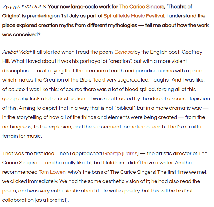 SpitsMusic's tweet image. A brilliant profile on Aníbal Vidal and his compositional process in PRXLUDES ahead of the premiere of 'Theatre of Origins' on the opening night of Spitalfields Music Festival 2025👇
prxludes.net/2025/06/16/ani…