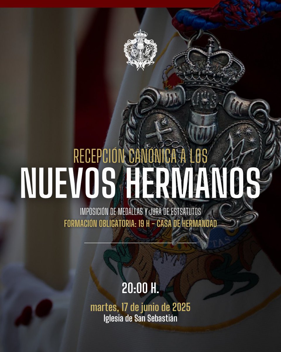 Hermandad Despojado y Caridad de Salamanca (@hdespojado) on Twitter photo #ADOREMUS | La hermandad celebra el martes, 17 de junio, un nuevo 'Adoremus', celebración con la que despide el curso. Además, tendrá lugar el acto de recepción canónica y jura de estatutos para nuevos hermanos.
📅 17 de junio.
🕣 20:00 h.
⛪ Iglesia de San Sebastián. #ADOREMUS | La hermandad celebra el martes, 17 de junio, un nuevo 'Adoremus', celebración con la que despide el curso. Además, tendrá lugar el acto de recepción canónica y jura de estatutos para nuevos hermanos.
📅 17 de junio.
🕣 20:00 h.
⛪ Iglesia de San Sebastián.