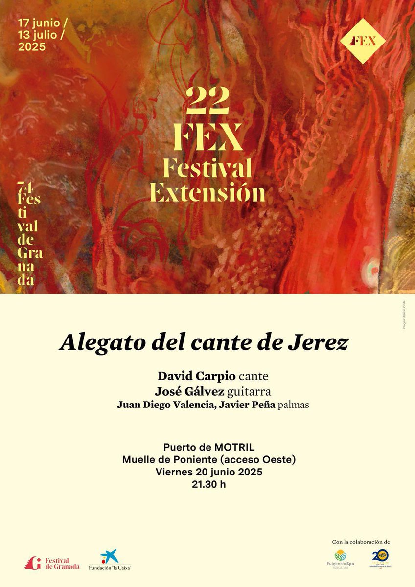 puertodemotril's tweet image. @puertodemotril vuelve a ser escenario, por cuarto año consecutivo, de uno de los conciertos del @FestivalGranada FEX 🎶🎼💃. El próximo 20 de junio a las 21:30
“Alegato del Cante de Jerez
