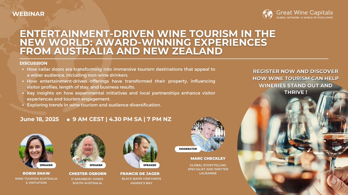 Best Of Wine Tourism Bilbao-Rioja (@bilbaorioja) on Twitter photo El futuro del #enoturismo con Great Wine Capitals 🍷✨ <a href="/WineCapitals/">Great Wine Capitals</a>
#savethedate 18 Jun. 9:00 a 10:00h
Evento online "Entertainment-driven wine tourism in the new world" #GreatWineCapitals #webinar
Regístrate ya:
🔗 website-68024.eventmaker.io/registration/6… El futuro del #enoturismo con Great Wine Capitals 🍷✨ <a href="/WineCapitals/">Great Wine Capitals</a>
#savethedate 18 Jun. 9:00 a 10:00h
Evento online "Entertainment-driven wine tourism in the new world" #GreatWineCapitals #webinar
Regístrate ya:
🔗 website-68024.eventmaker.io/registration/6…