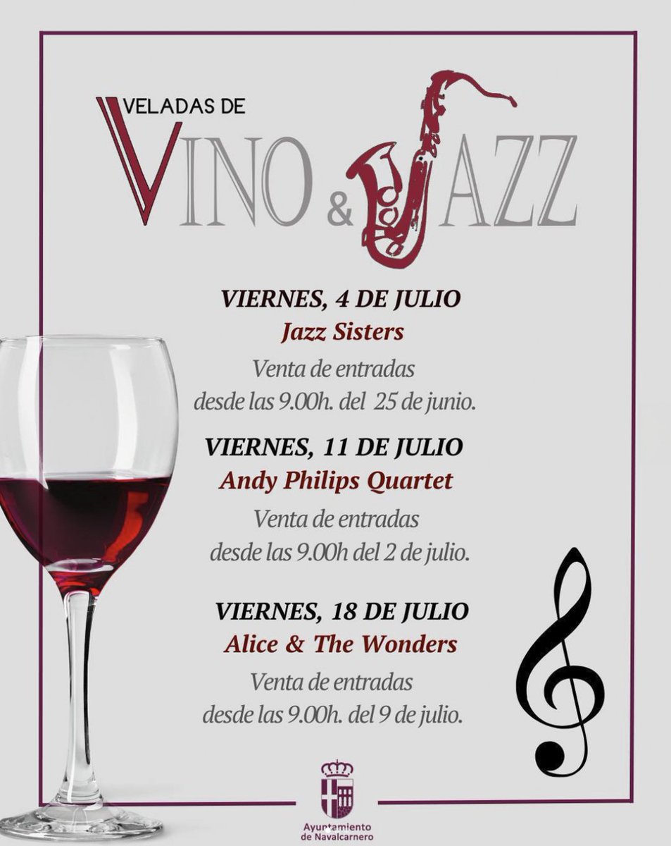Madrid Enoturismo (@madridrutasvino) on Twitter photo Un plan muy apetecible para las noches de verano 👇
🍷🎵Vino & Jazz en <a href="/ayto_naval/">Ayto de Navalcarnero</a> los viernes 4, 11 y 18 de julio.
😉 Una gran oportunidad para conocer esta localidad, que forma parte de <a href="/MadridRutasVino/">Madrid Enoturismo</a>, y los vinos de <a href="/VinosdeMadridDO/">Vinos de Madrid CRDO</a>. Un plan muy apetecible para las noches de verano 👇
🍷🎵Vino & Jazz en <a href="/ayto_naval/">Ayto de Navalcarnero</a> los viernes 4, 11 y 18 de julio.
😉 Una gran oportunidad para conocer esta localidad, que forma parte de <a href="/MadridRutasVino/">Madrid Enoturismo</a>, y los vinos de <a href="/VinosdeMadridDO/">Vinos de Madrid CRDO</a>.