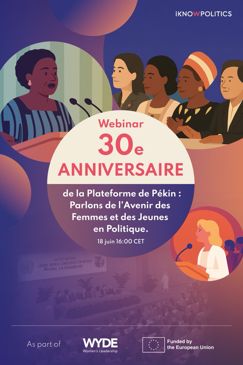 iKNOW Politics (@iknow_politics) on Twitter photo 📢 Rejoignez-nous le 18 juin à 16h CET pour un webinaire #Beijing30 incontournable !
30 ans après la Plateforme de Pékin, quel avenir pour les femmes en politique ?
💬 Activistes & expert·e·s mondiaux
📍 Organisé par <a href="/iKNOW_Politics/">iKNOW Politics</a>
🔗 Inscription : us06web.zoom.us/meeting/regist… 📢 Rejoignez-nous le 18 juin à 16h CET pour un webinaire #Beijing30 incontournable !
30 ans après la Plateforme de Pékin, quel avenir pour les femmes en politique ?
💬 Activistes & expert·e·s mondiaux
📍 Organisé par <a href="/iKNOW_Politics/">iKNOW Politics</a>
🔗 Inscription : us06web.zoom.us/meeting/regist…