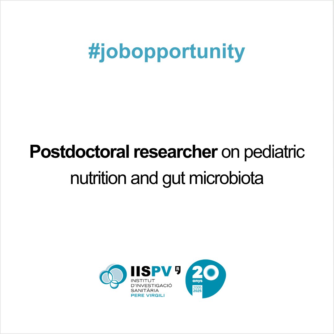 IISPereVirgili's tweet image. 📢 #JobAlert #OfertaDeFeina #Empleo
IC39_25 Postdoc Researcher on Pediatric Nutrition and Gut Microbiota
⌛29/06/2025
❗ Knowledge and skills to perform statistical analyses on gut microbiota.
Candidacies➡️ bit.ly/463BTZM