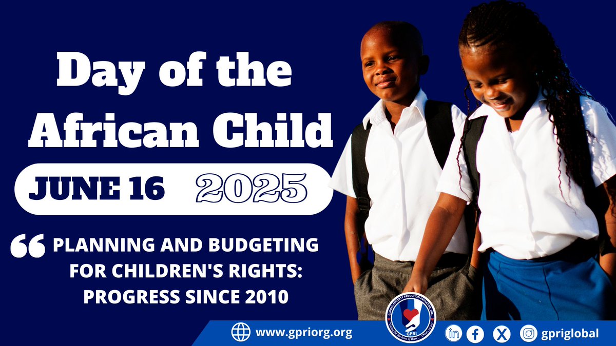 GPRIGlobal's tweet photo. Today, we ask country leaderships and organizations to recommit to the design and implementation of programs geared towards the protection and promotion of the rights and welfare of the African child.

Happy #DayoftheAfricanChild2025 to every African Child. https://t.co/LdMXfCxLDT