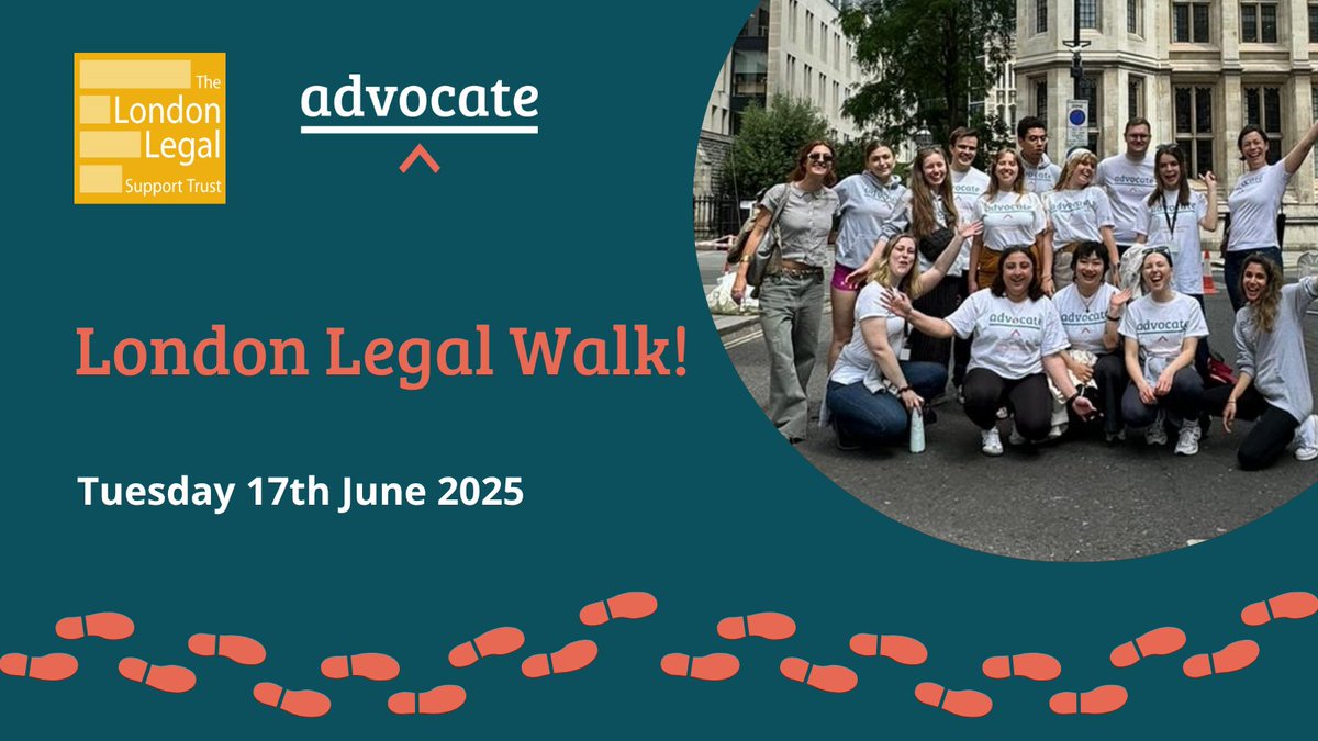 Advocate are really excited for the London #LegalWalk taking place tomorrow. Thank you to everyone who has signed up to walk for justice. 🎉

Our team will be volunteering on the day so be sure to say hello. It will be a hot day so don't forget to bring sun cream &amp; water!🚶☀️
