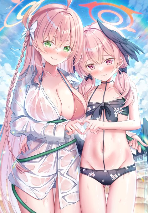 水着ハナコハ💚💗
#ブルアカ #再掲 