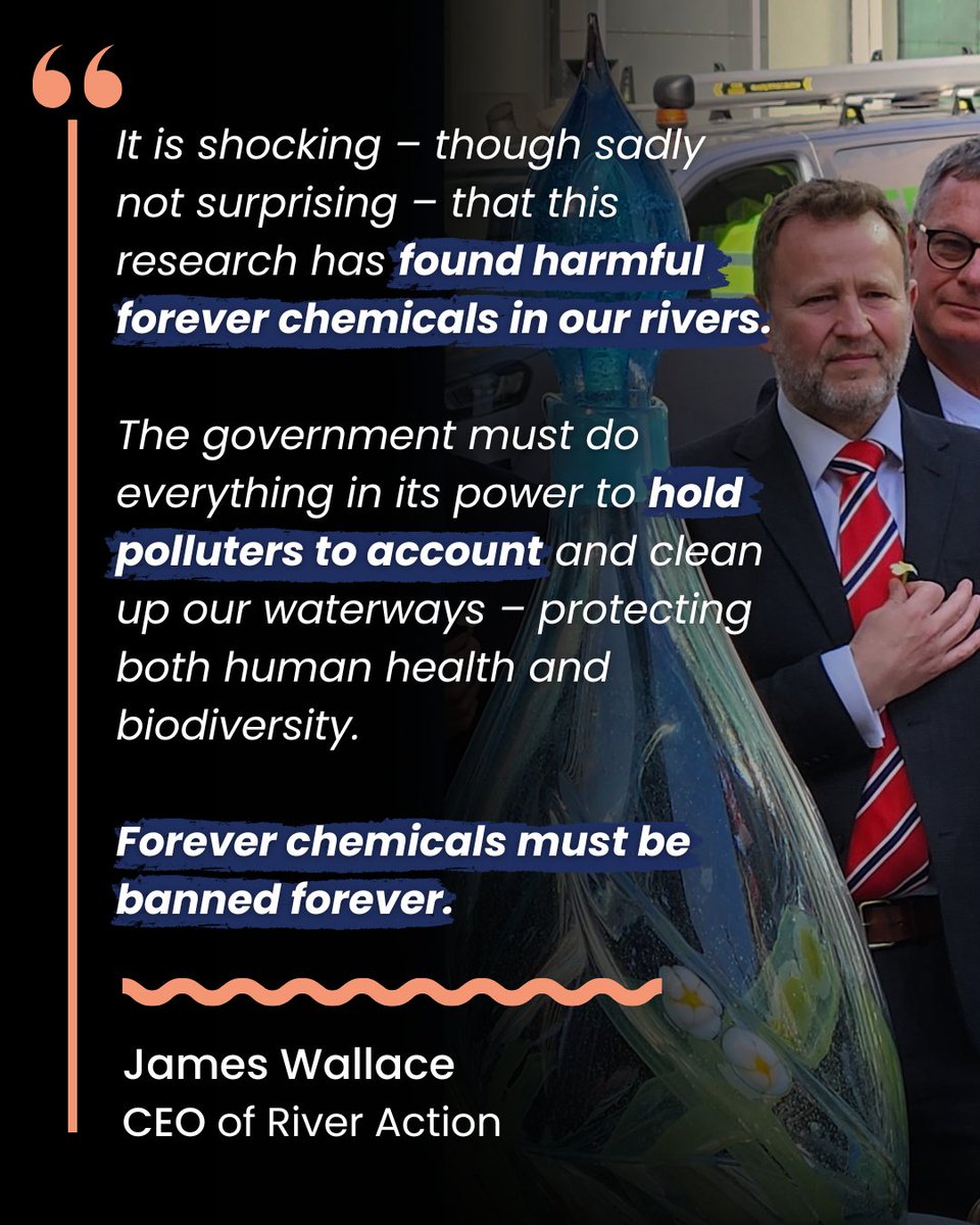🚨 NEWS! 🚨 "forever chemical" (TFA) linked to reproductive toxicity found in all but one of tested UK rivers.

🧪 Trifluoroacetic acid (TFA) comes from pesticides, refrigerants and  PFAS-laced industrial waste, and is ending up in our rivers. Yet there are no UK regulations to