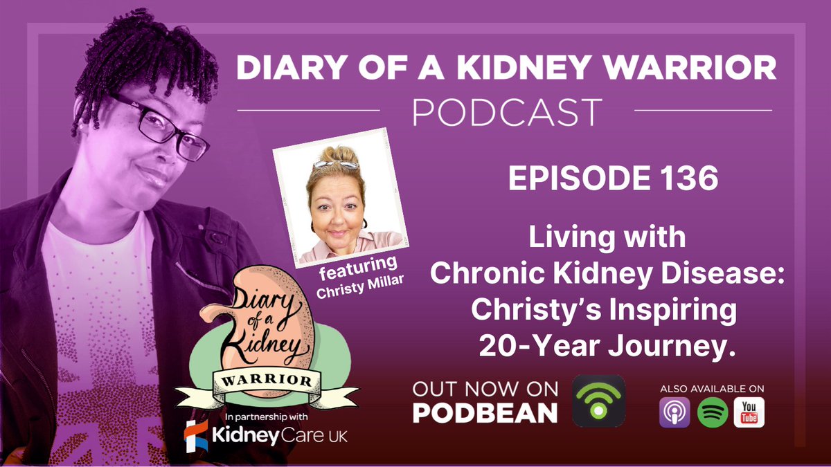 Diary of a Kidney Warrior (@diaryofakidneyw) on Twitter photo 🎧 It’s here! New episode of #DiaryOfAKidneyWarriorPodcast is LIVE.
<a href="/ChristyMillarUK/">Christy Millar</a> 's journey through CKD, advocacy, and empowerment.
Listen now 👉🏽👉 kidneycareuk.org/get-support/po…
Please RT or share with someone who needs this story. 💚
#CKD #KidneyWarrior #ChronicIllnessSupport 🎧 It’s here! New episode of #DiaryOfAKidneyWarriorPodcast is LIVE.
<a href="/ChristyMillarUK/">Christy Millar</a> 's journey through CKD, advocacy, and empowerment.
Listen now 👉🏽👉 kidneycareuk.org/get-support/po…
Please RT or share with someone who needs this story. 💚
#CKD #KidneyWarrior #ChronicIllnessSupport