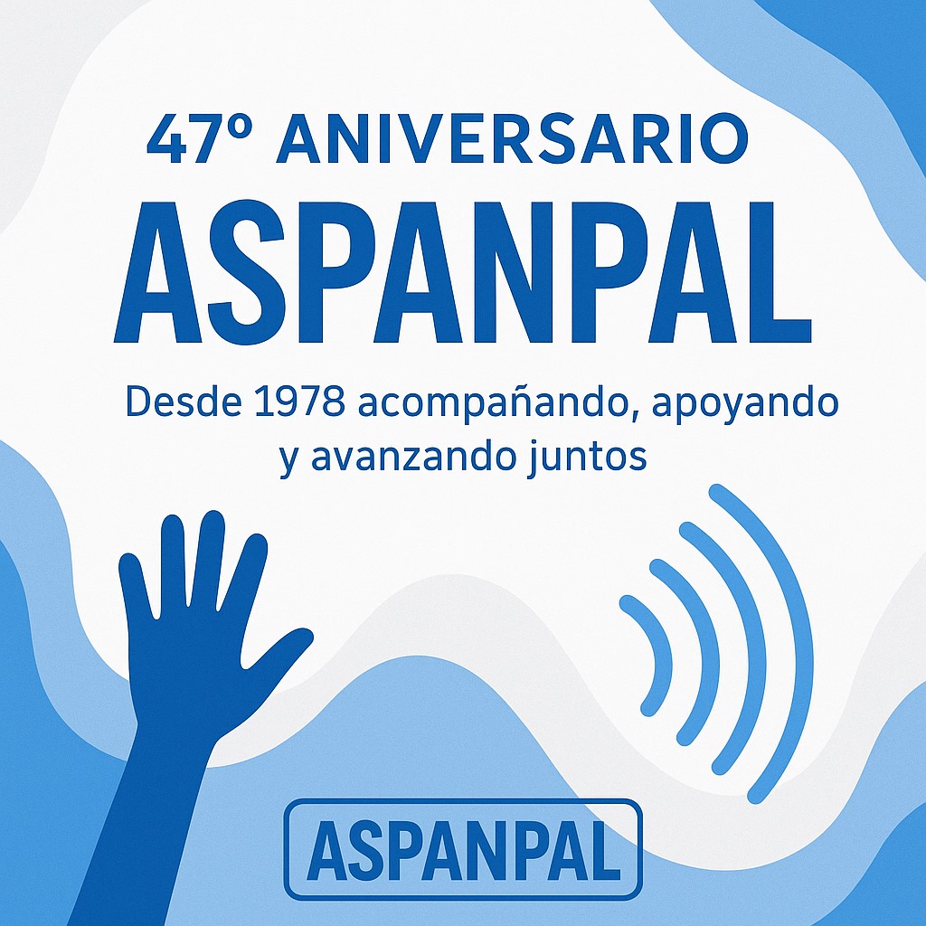🎉 ¡Hoy ASPANPAL cumple 47 años!
47 años de compromiso, inclusión y apoyo a las personas con discapacidad auditiva y sus familias.
Gracias a todos los que han formado parte de este camino 💙
#ASPANPAL47 #Aniversario #DiscapacidadAuditiva #Murcia