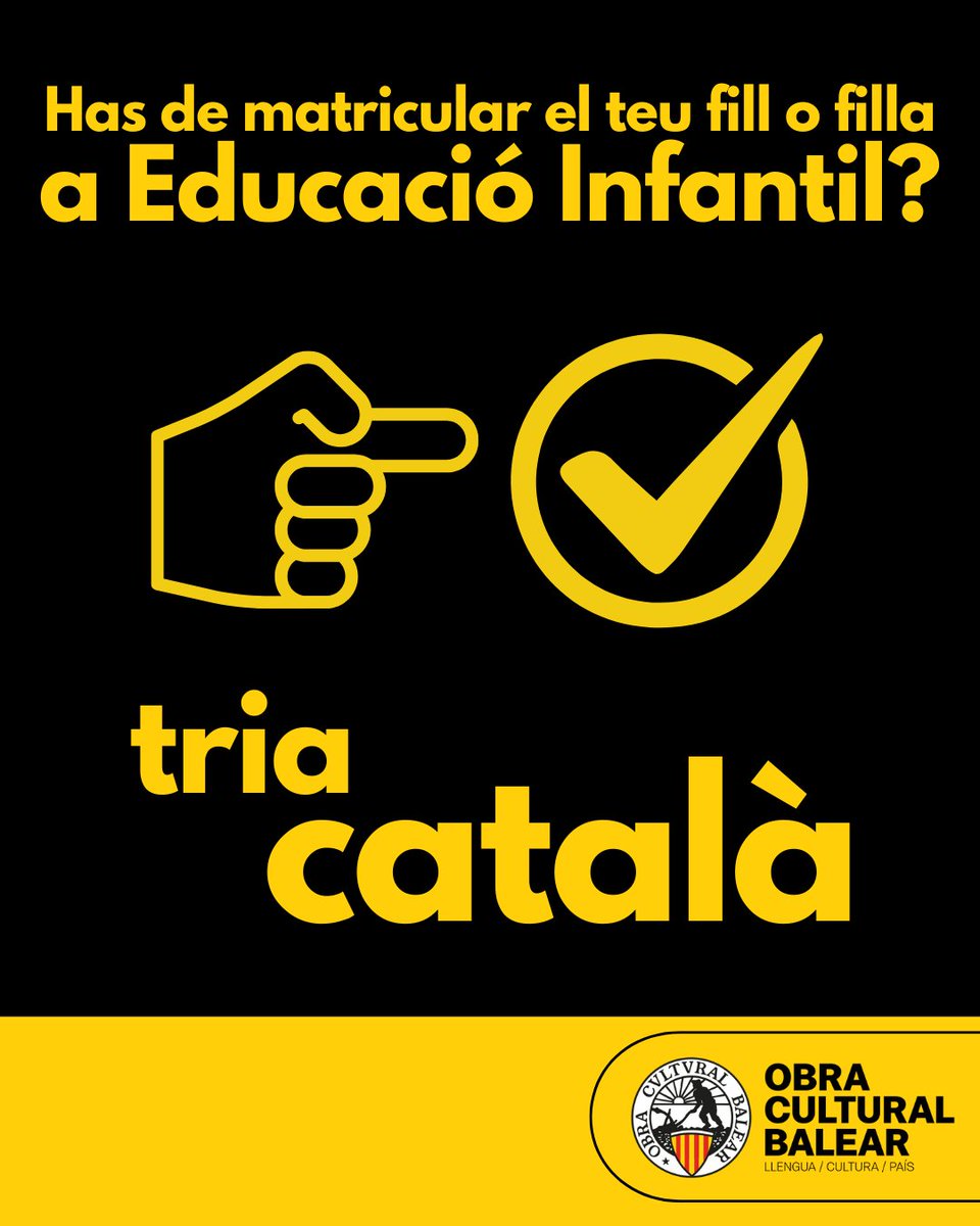 ✅ Has de matricular el teu fill o filla a Educació Infantil? Coneixes familiars o amics que ho hagin de fer? 🤔 A la matrícula, tria català!

S'acosta el procés de matriculació per al curs 2025-2026 i l'OCB ha elaborat material informatiu en diversos idiomes per sensibilitzar
