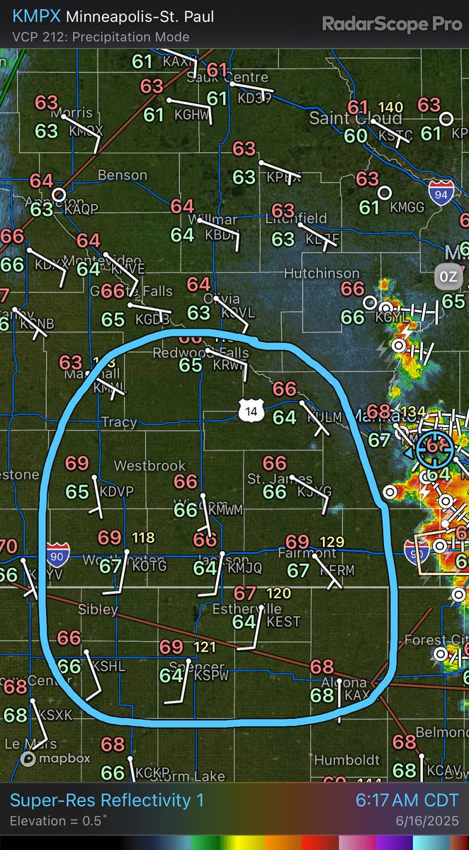 VernValley's tweet image. Todays gonna be like last year when I got off of work at 6pm and saw 2 tornadoes by 7pm 
It’s 6:30am and look at that moisture return already after early morning convection 
#mnwx #radarscope