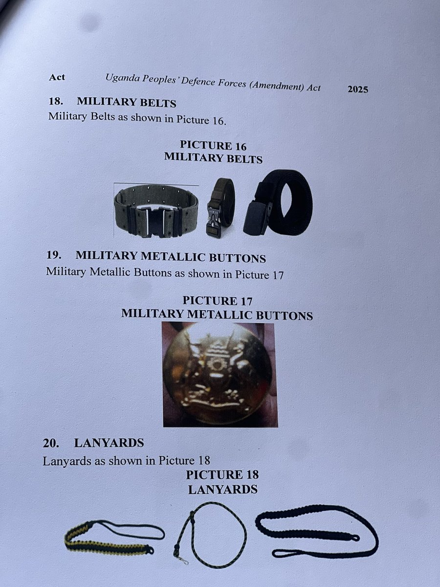 Parliament_Ug's tweet image. Section 117A creates Schedule B which establishes military stores which are a monopoly of the Defence Forces, and includes ceremonial shoes for officers and militants.