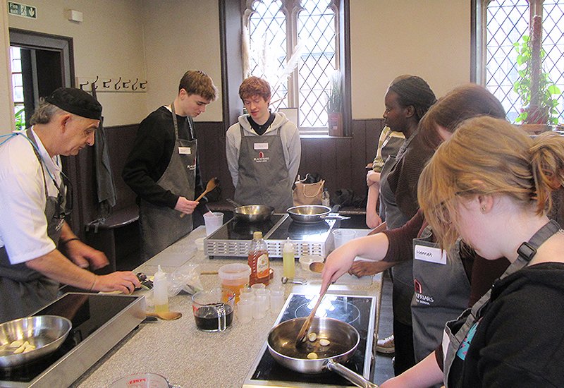 History in the kitchen! Students on the 'Heritage 360' programme cooked medieval dishes at Blackfriar's Restaurant, exploring food history &amp; recipes. Who knew history could taste so good? #Heritage360 #FoodieHistory