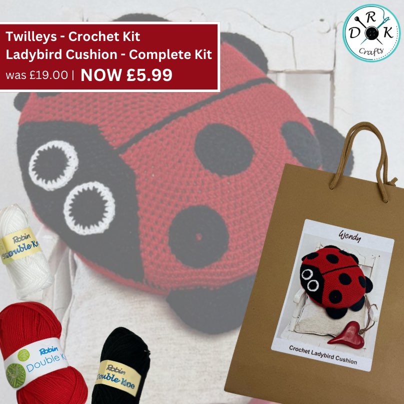 🔥🔥 Twilleys - Crochet Kit - Ladybird Cushion - Complete Kit 🐞

Check it out now by following this link below to our website.... 

Shop now: drkcrafts.co.uk

#craftinguk #creativecrafts #craftshopping #diycrafts #crafttherapy #happycrafting #crafters #drkcrafts