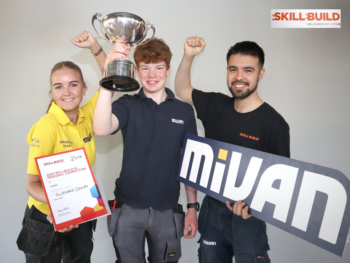 citbni's tweet image. Congratulations to @MivanLtd  apprentices who took the top 3 spots in joinery at the SkillBuild NI Regional Competition last month! 👏
🥇 Charlie Fleck
🥈 Alliemarie Conway (both @NRCCollege)
🥉 Mahdi Mirzaee (@RutledgeJobs)
#SkillBuildNI #Apprenticeships #Joinery